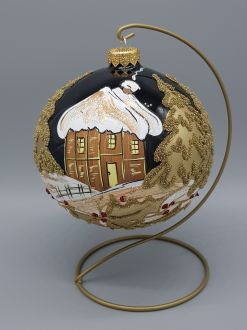 BLACK AND GOLD WINTER COTTAGE  BAUBLE